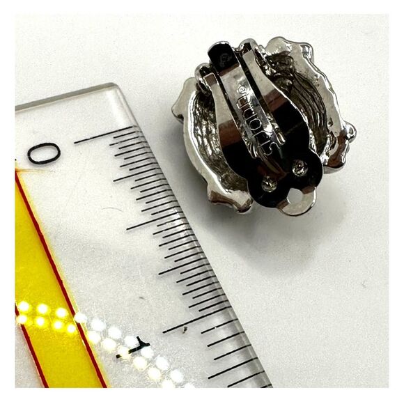 St. John silver tone and white square clip on earrings - Picture 8 of 10